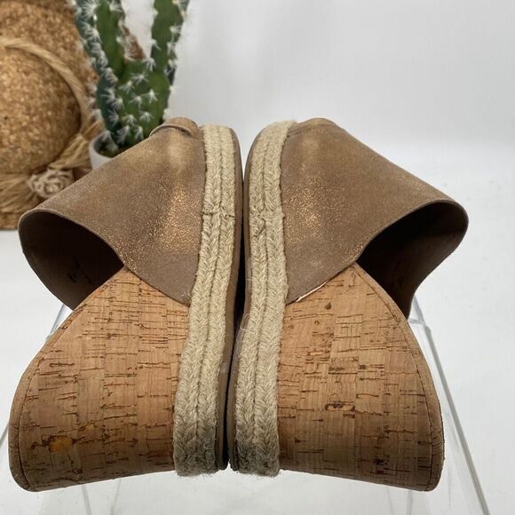 Donald‎ Pliner Janet Metallic Espadrille Wedges Cork Toe Sandal Gold 11 - Picture 9 of 15